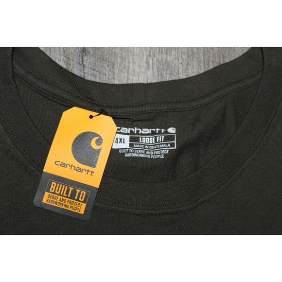 CARHARTT Loose Fit Heavyweight Long-Sleeve Pocket T-Shirt Men's 4XL‎ Dark Green - Picture 4 of 4